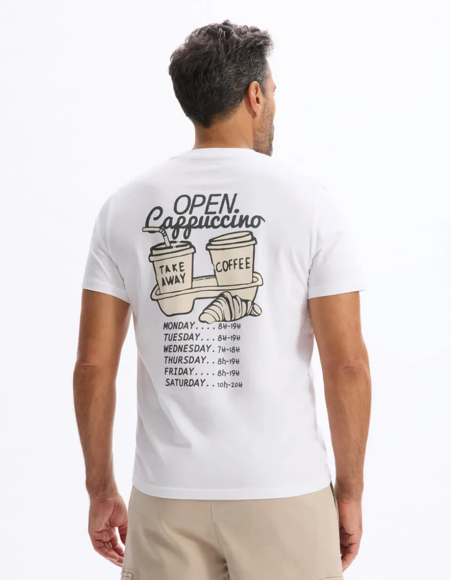 T-shirt rechte ronde hals 100% katoen - wit