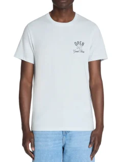 T-shirt rechte ronde hals 100% katoen - lichtblauw
