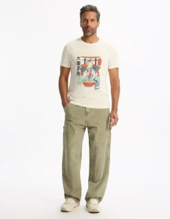 T-shirt rechte ronde hals 100% katoen - beige