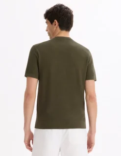 T-shirt rechte ronde hals 100% katoen - kaki