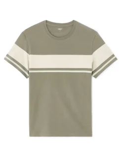 T-shirt rechte ronde hals 100% katoen - kaki