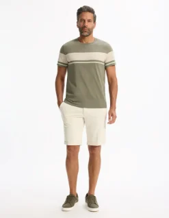 T-shirt rechte ronde hals 100% katoen - kaki