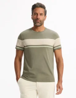 T-shirt rechte ronde hals 100% katoen - kaki