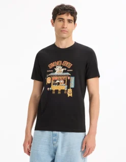 T-shirt rechte ronde hals 100% katoen - zwart