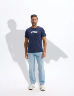 T-shirt rechte ronde hals 100% katoen - marine