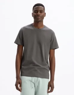 T-shirt regular col rond 100% katoen - gris