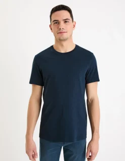 T-shirt regular col rond 100% katoen - marine