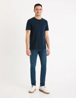 T-shirt regular col rond 100% katoen - marine