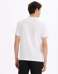 T-shirt regular col rond 100% coton - blanc