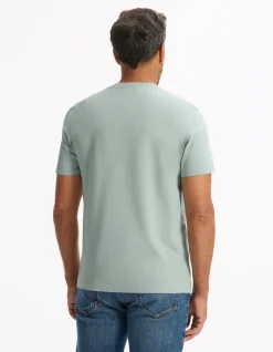 T-shirt regular col v 100% coton - vert clair