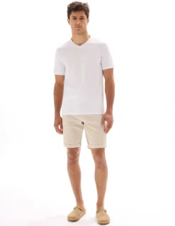 T-shirt regular col v 100% katoen - blanc