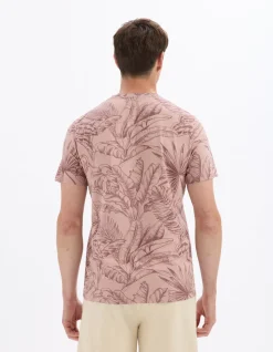 T-shirt regular fit met ronde hals, 100% katoen, gebloemd - roze