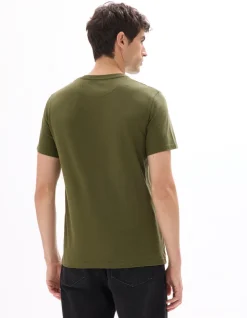 T-shirt regular fit met ronde hals en reliëf - donker kaki