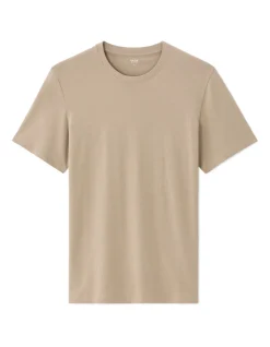 T-shirt regular fit met ronde hals 100% katoen - beige