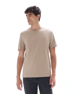 T-shirt regular fit met ronde hals 100% katoen - beige