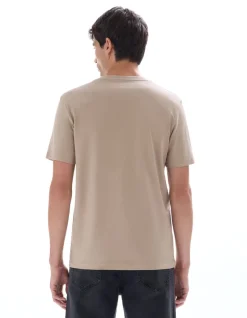 T-shirt regular fit met ronde hals 100% katoen - beige