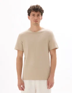 T-shirt regular fit ronde hals 100% katoen - beige