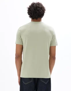 T-shirt regular fit ronde hals 100% katoen print Azië - saliegroen