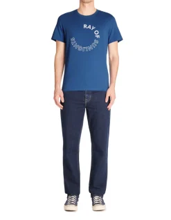 T-shirt regular ronde hals 100% katoen - blauw