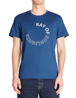 T-shirt regular ronde hals 100% katoen - blauw