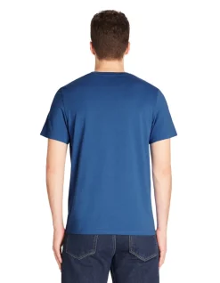 T-shirt regular ronde hals 100% katoen - blauw