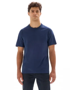 T-shirt ruimvallend model ronde hals 100% katoen - blauw