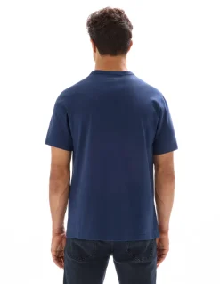T-shirt ruimvallend model ronde hals 100% katoen - blauw