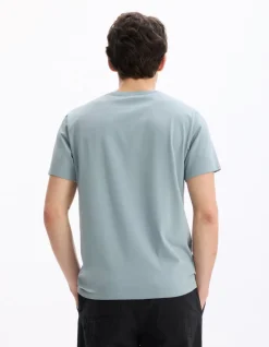 T-shirt slim col rond 100% katoen stretch - groen