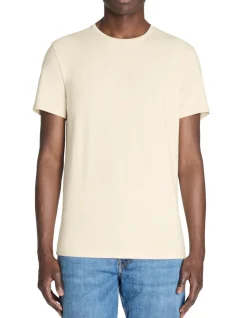 T-shirt slim col rond 100% katoen stretch - blauw