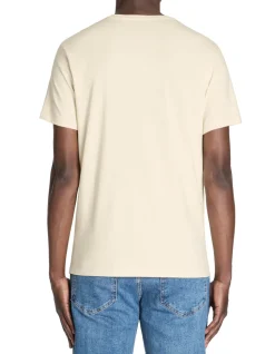 T-shirt slim col rond 100% katoen stretch - blauw