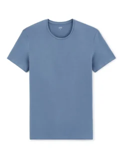 T-shirt slim col rond 100% katoen stretch - marine