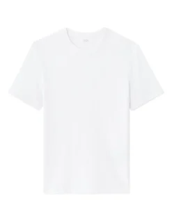 T-shirt slim fit ronde hals stretch katoen geribd - wit