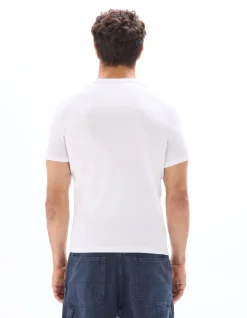 T-shirt slim fit ronde hals stretch katoen geribd - wit