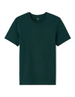T-shirt slim ronde hals stretchkatoen - donkergroen