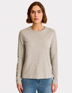 T-shirt van katoen met lange mouwen - lichtgrijs