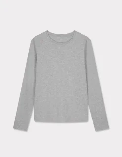 T-shirt van katoen met lange mouwen - lichtgrijs