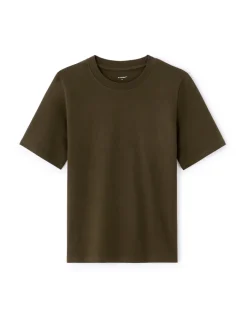 T-shirt zacht katoen ronde hals - kaki