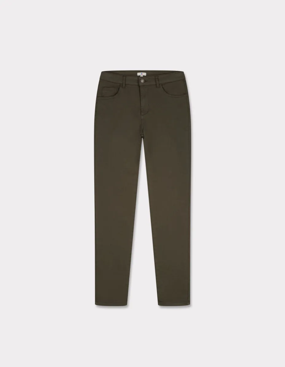 Ultra-stretch slim-fit broek - donker kaki