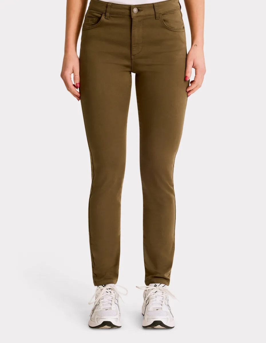 Ultra-stretch slim-fit broek - donker kaki