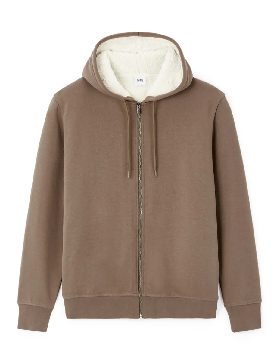 Vaste capuchon sweatshirt in gemengd katoen - taupe