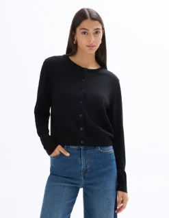Vest 100% merinowol met ronde hals - zwart