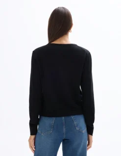 Vest 100% merinowol met ronde hals - zwart