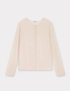 Vest met lange mouwen en ronde hals - beige