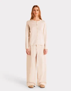 Vest met lange mouwen en ronde hals - beige