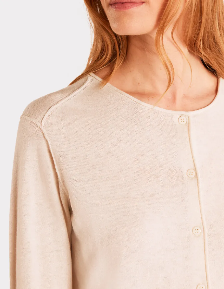 Vest met lange mouwen en ronde hals - beige