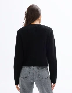 Vest met lange mouwen en knopen - Zwart