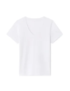 V-hals katoenen t-shirt - wit