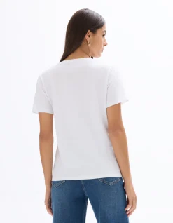 V-hals katoenen t-shirt - wit