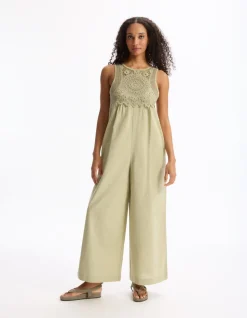 Vloeiende gehaakte jumpsuit aan de bovenkant - grijs