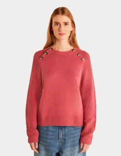 Warme katoenen trui met ronde hals - roze